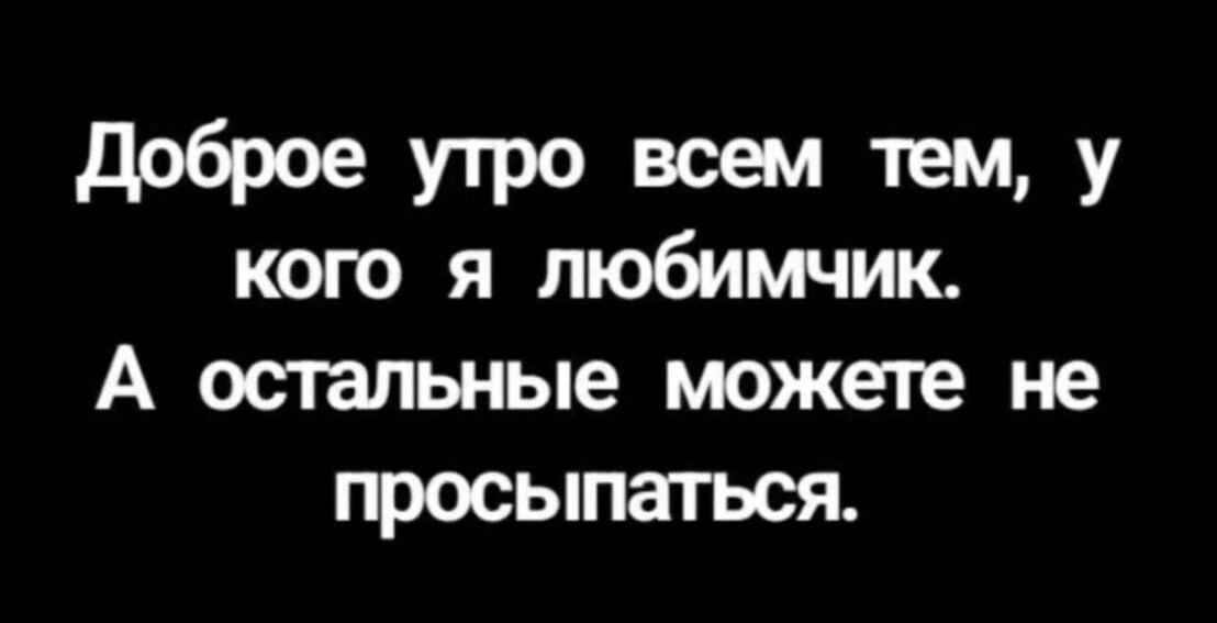 Доброе утро всем тем у кого я любимчик А остальные можете не просыпаться