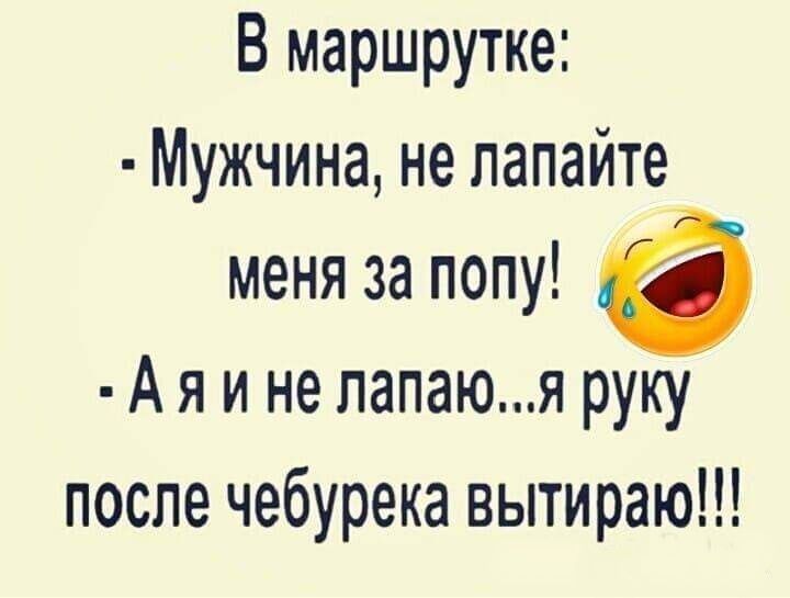 В маршрутке Мужчина не лапайте меня за попу б Аяине лапаюя руку после чебурека вытираю