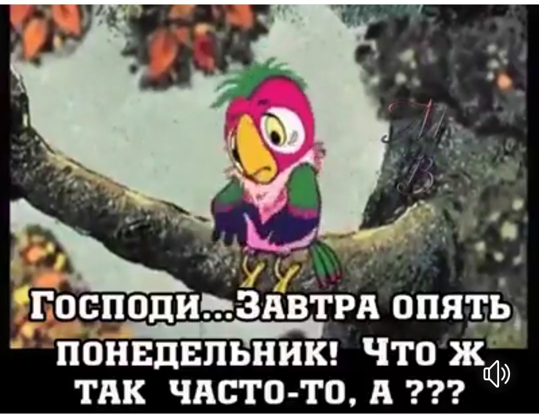 9 ГОСПОЦ ЗАВТРВ ОПЯТЬ ПОНЕДЕЛЬНИК ЧтоЖ ТАК ЧАСТО ТО А ы