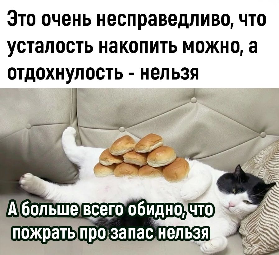 Это очень несправедливо что усталость накопить можно а отдохнулость нельзя
