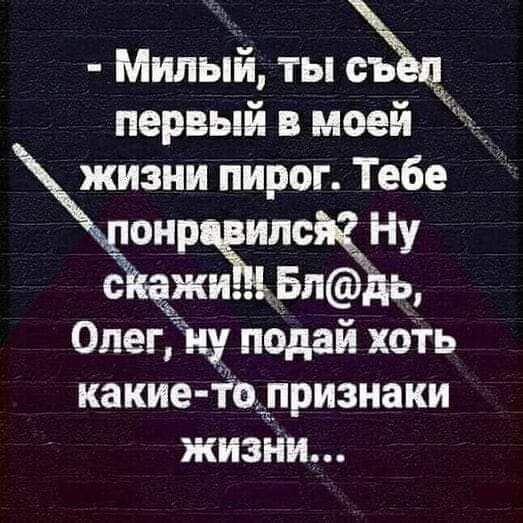 Милый ты съ первый в моей зии пирог Тебе онравился Ну скажий Бп_дь Опег иу подай хоть какие то признаки жизни