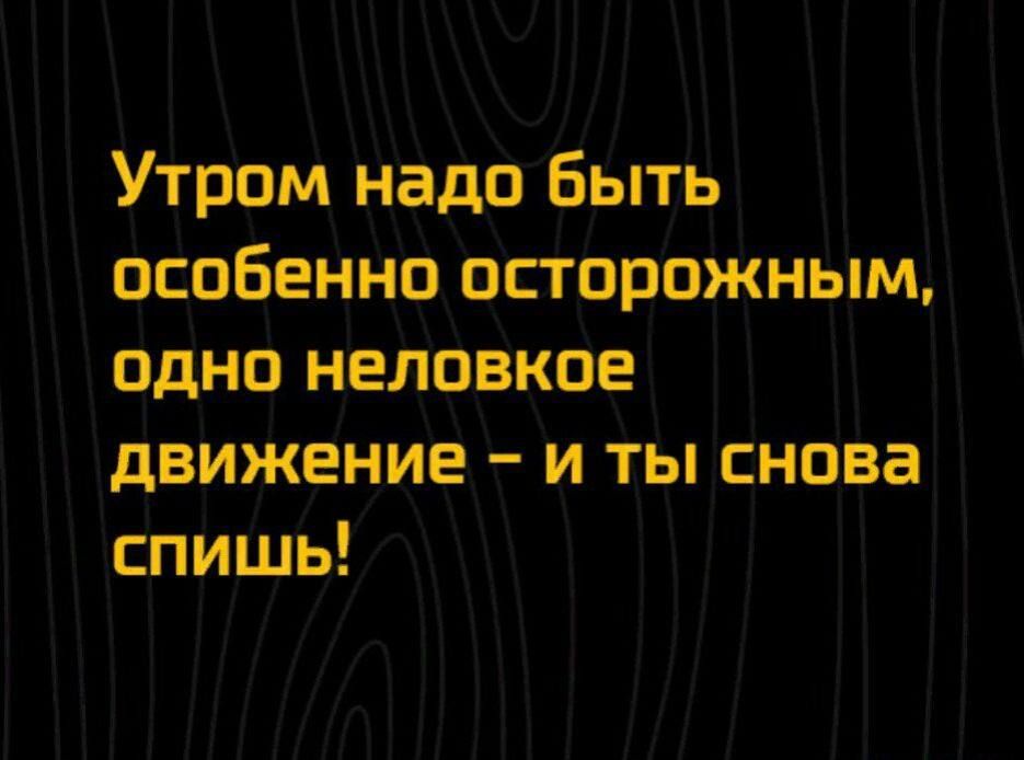 Утром надо быть особенно осторожным одно неловкое движение и ты снова спишь