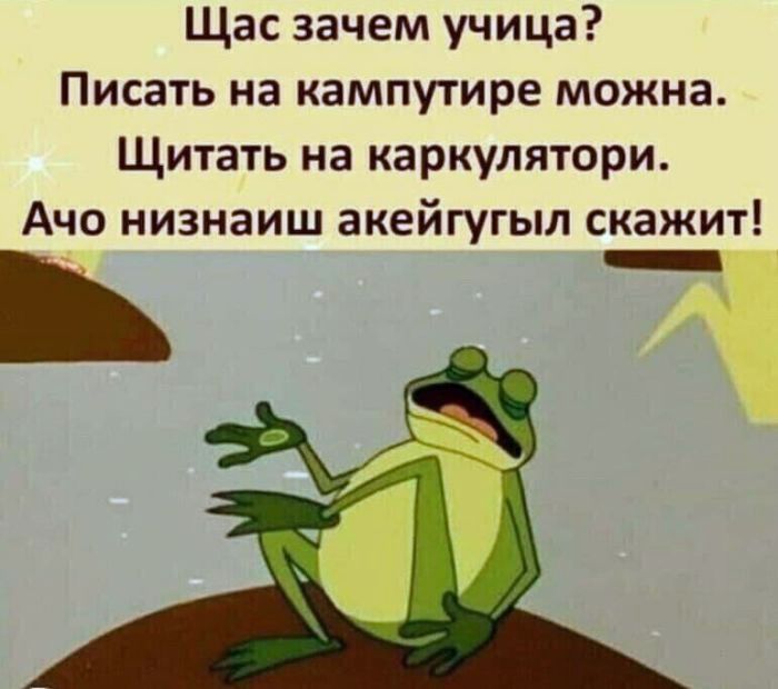 Щас зачем учица Писать на кампутире можна Щитать на каркулятори Ачо низнаиш акейгугыл скажит