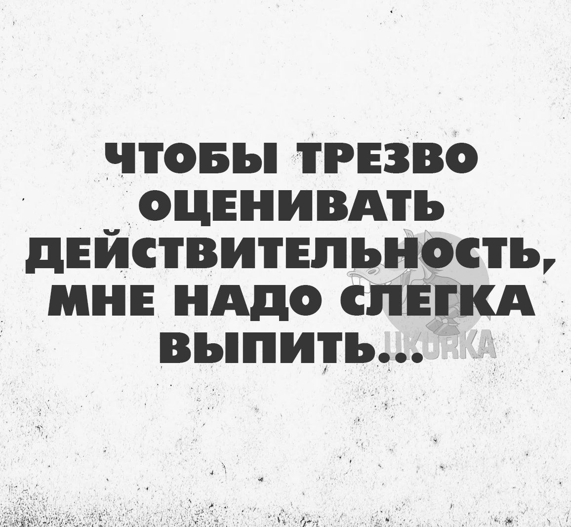 ЧТОБЫ ТРЕЗВО ОЦЕНИВАТЬ ДЕИЙСТВИТЕЛЬНОСТЬ МНЕ НАДО СЛЕГКА выПпитьЬ