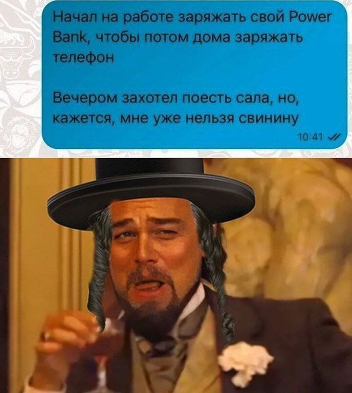 Начал на работе заряжать свой Ромуег Вапк чтобы потом дома заряжать телефон Вечером захотел поесть сала но кажется мне уже нельзя свинину