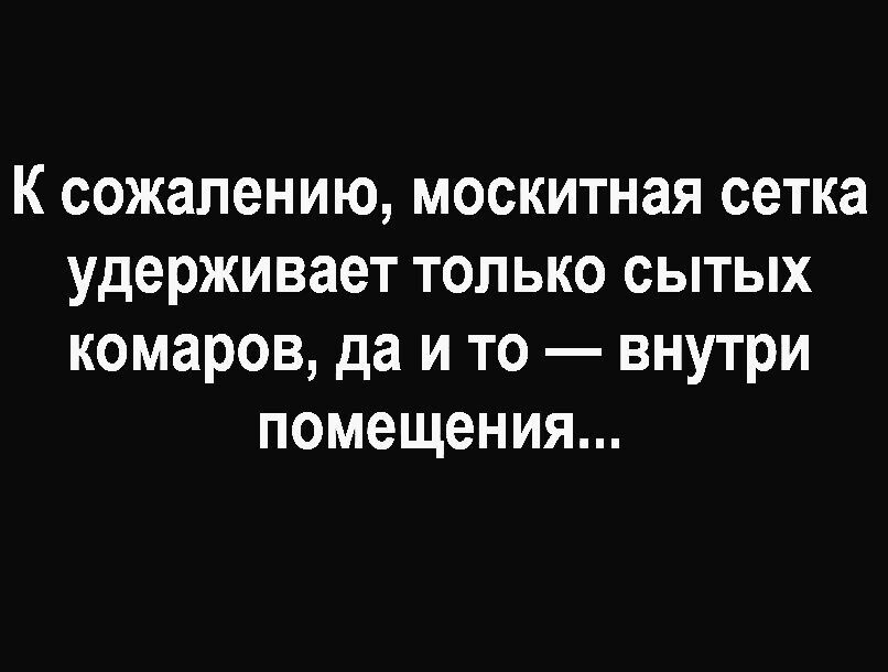 К сожалению москитная сетка удерживает только сытых комаров да и то внутри помещения