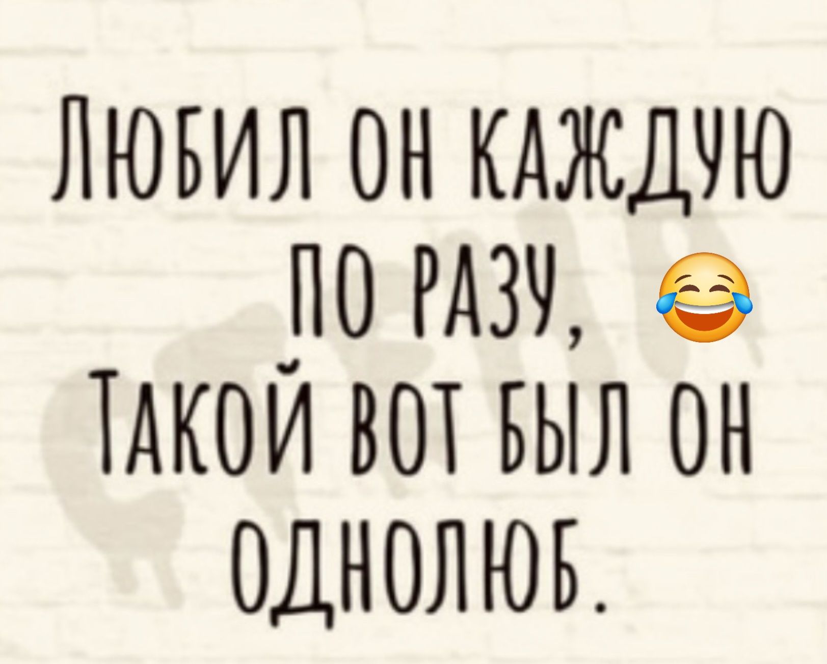 ЛЮБИЛ 0Н КАЖДУЮ юМ ТАКОЙ ВОТ ЫЛ ОН ОДНОЛЮ