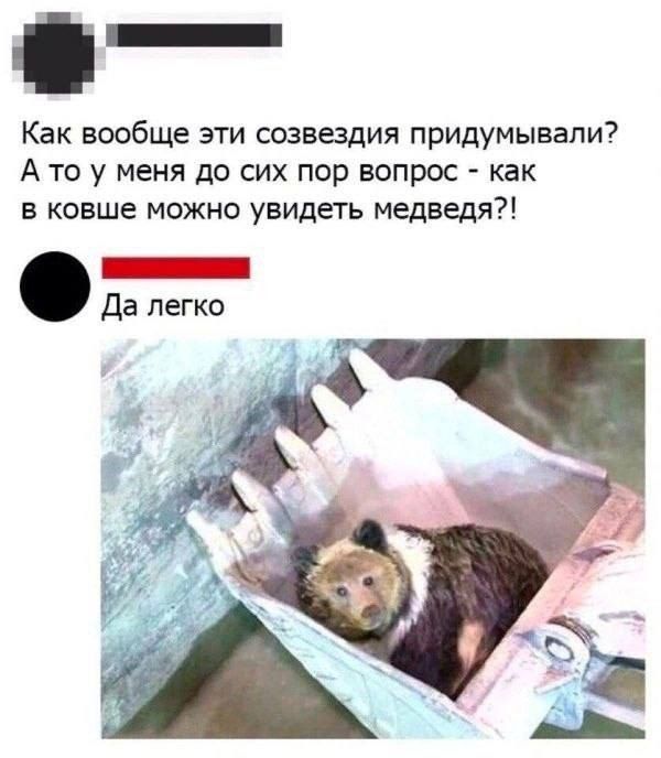 а Как вообще эти созвездия придумывали Ато у меня до сих пор вопрос как в ковше можно увидеть медведя рететотоооеа Да легко