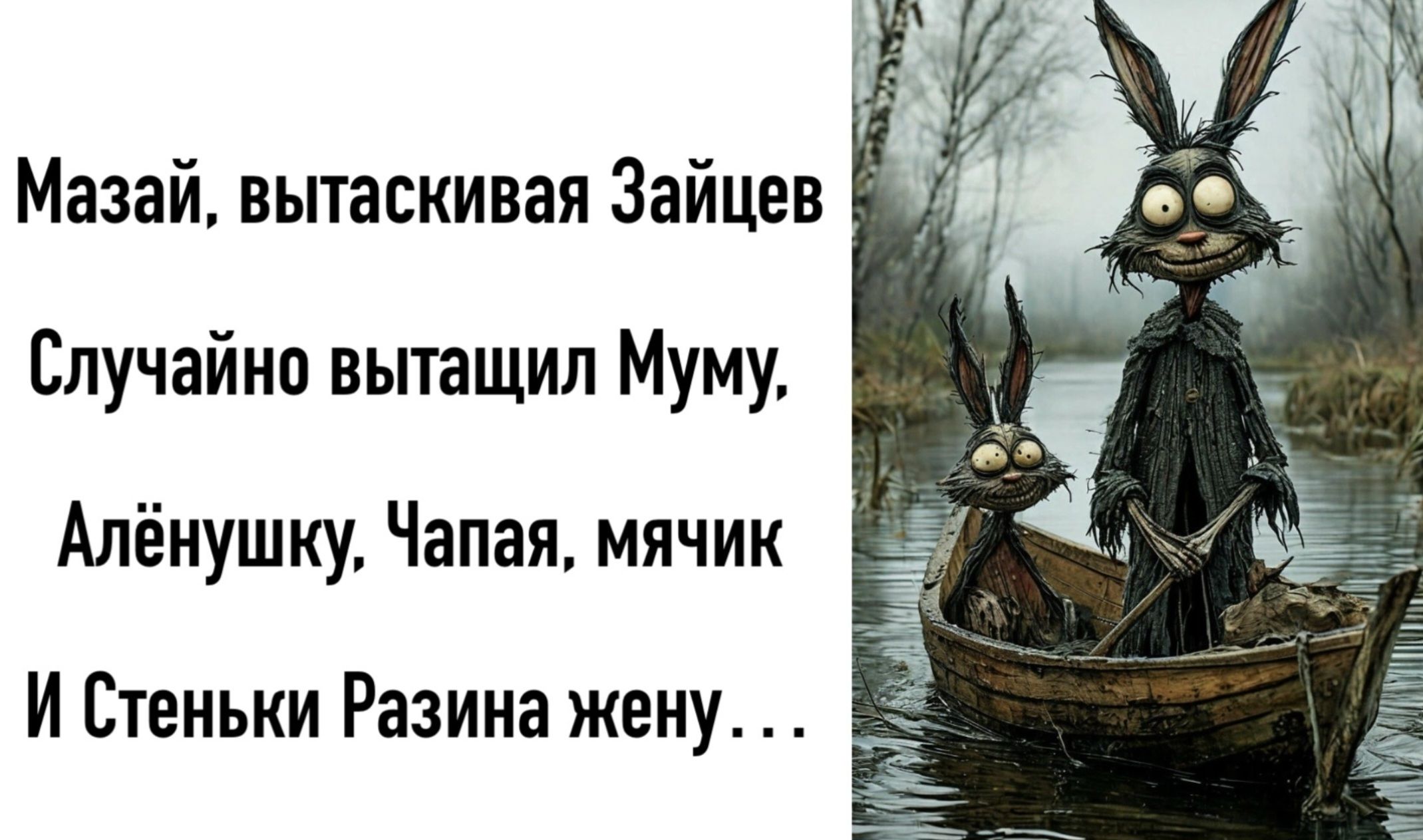Мазай вытаскивая Зайцев Случайно вытащил Муму Алёнушку Чапая мячик И Стеньки Разина жену