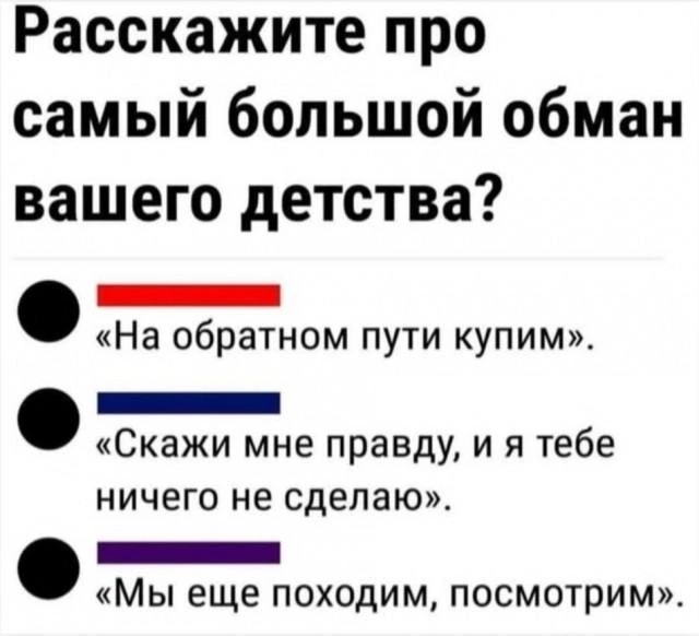 Расскажите про самый большой обман вашего детства тела еа На обратном пути купим а Скажи мне правду и я тебе ничего не сделаю ча Мы еще походим посмотрим