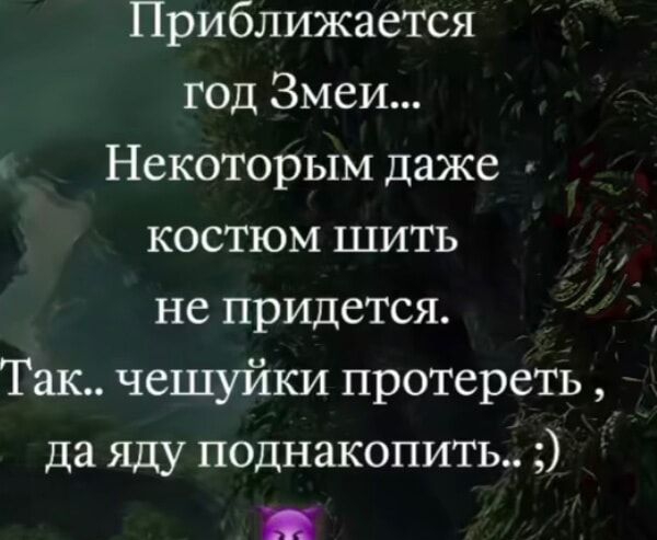 Приближается год Змеи Некоторым даже костюм шить не придется Так чешуйки протереть да яду поднакопит К х