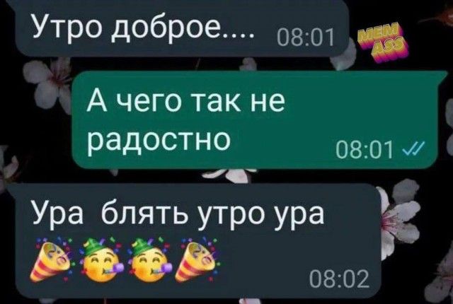 Утро доброе _ 0в01 А чего так не о Р1ее3 1 о 0801 ч Ура блятьутро ра 0802
