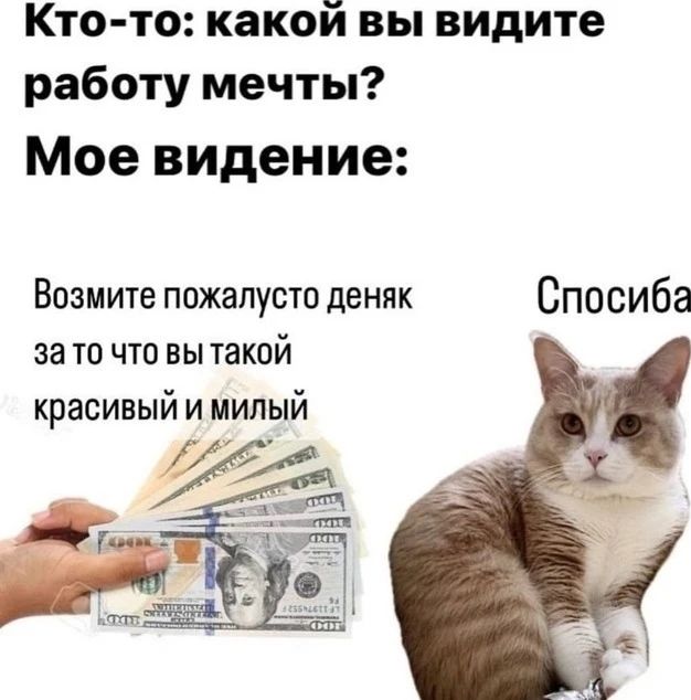 Кто то какой вы видите работу мечты Мое видение Возмите пожалусто деняк Спосиба за то что вы такой красивый и милый