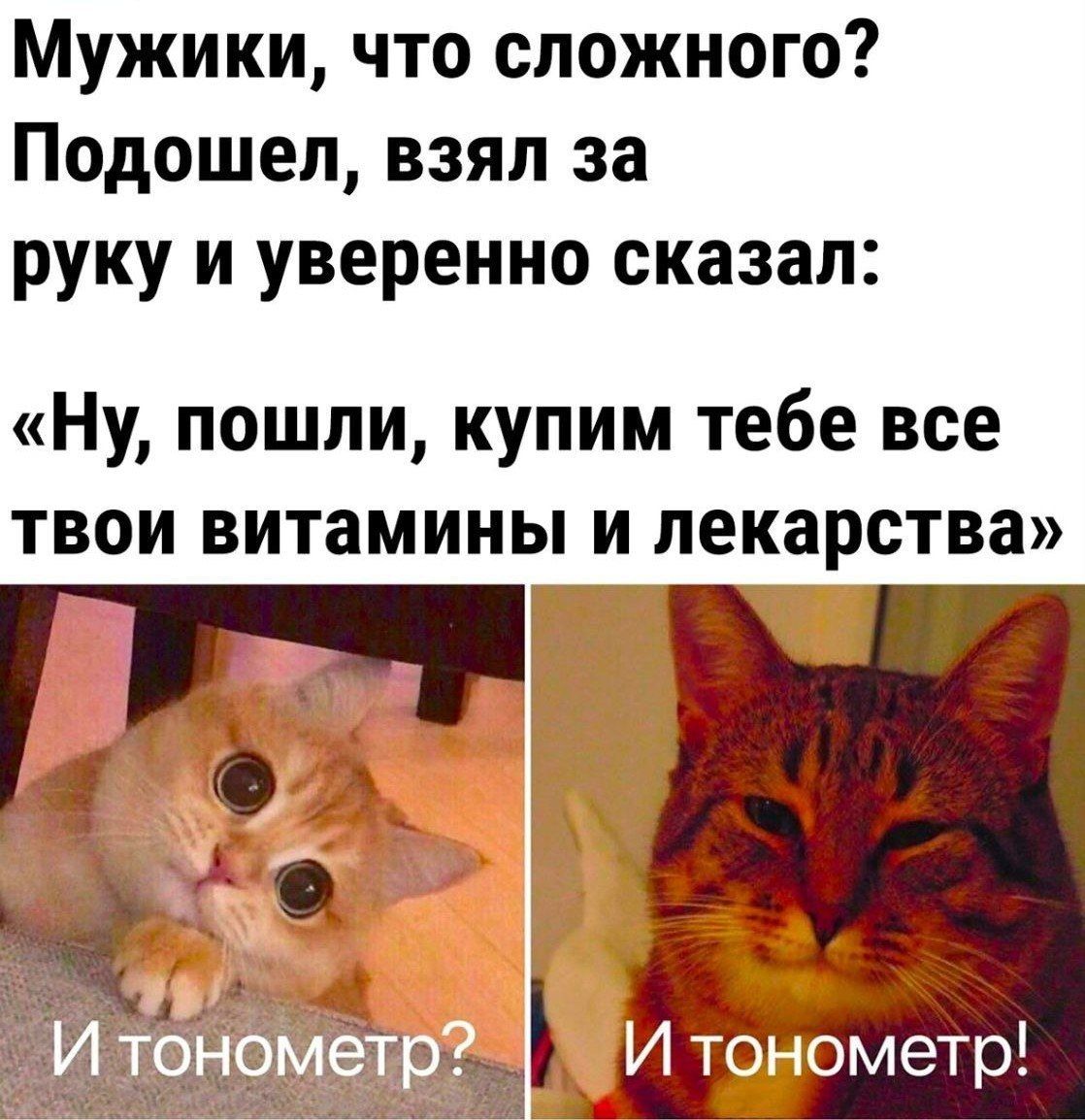 Мужики что сложного Подошел взял за руку и уверенно сказал Ну пошли купим тебе все твои витамины и лекарства я