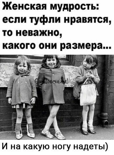 Женская мудрость если туфли нравятся то неважно какого они размера З 4АЙ И на какую ногу надеты
