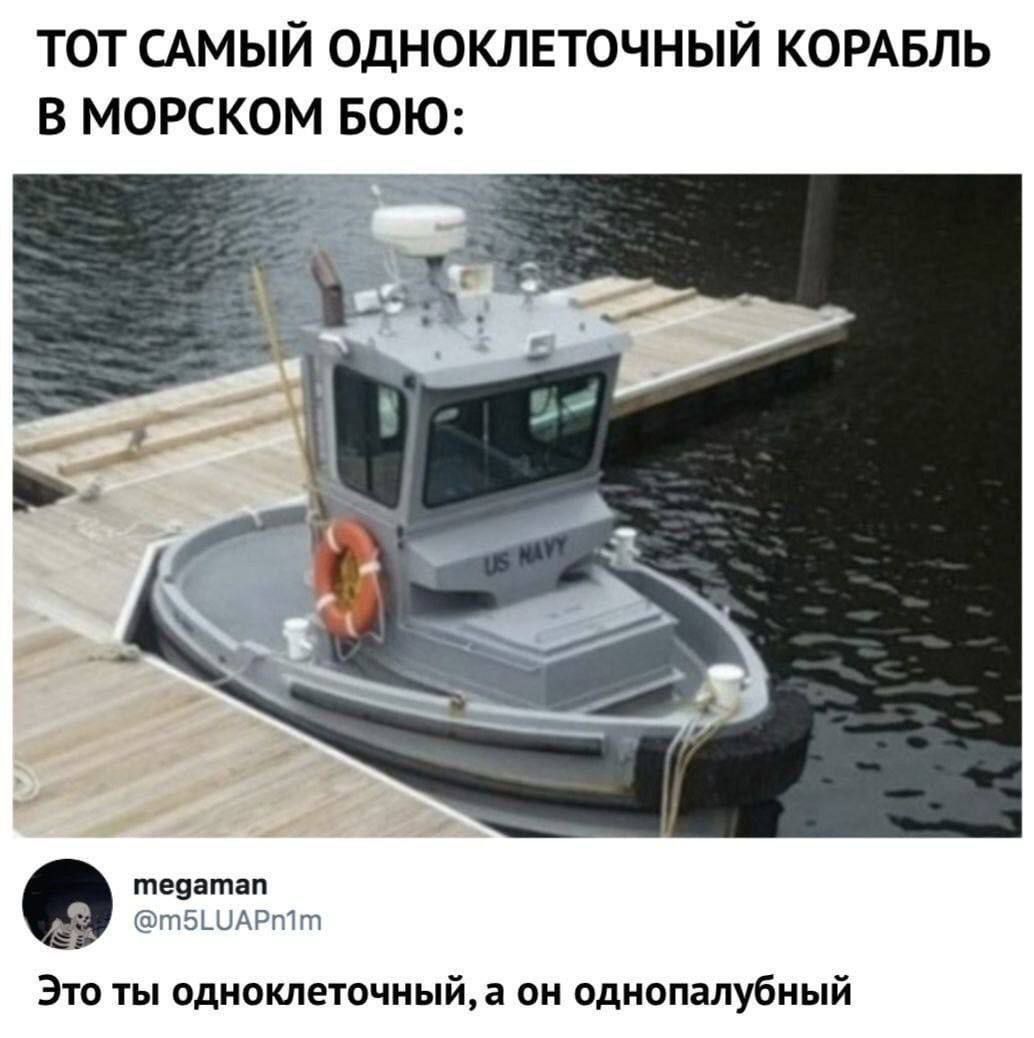 ТОТ САМЫЙ ОДНОКЛЕТОЧНЫЙ КОРАБЛЬ В МОРСКОМ БОЮ Ф тедатат Это ты одноклеточный а он однопалубный