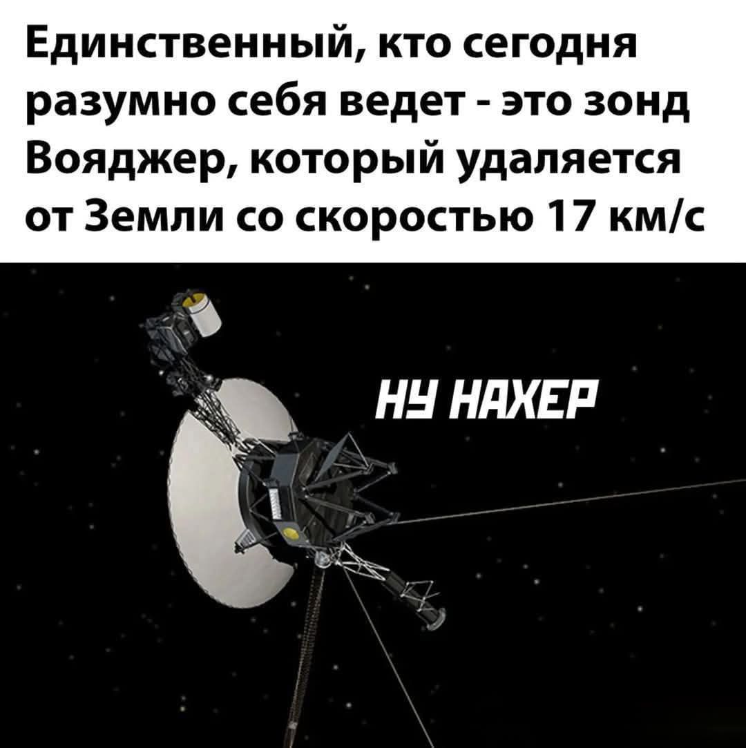 Единственный кто сегодня разумно себя ведет это зонд Вояджер который удаляется от Земли со скоростью 17 кмс Ща НУ НАХЕР