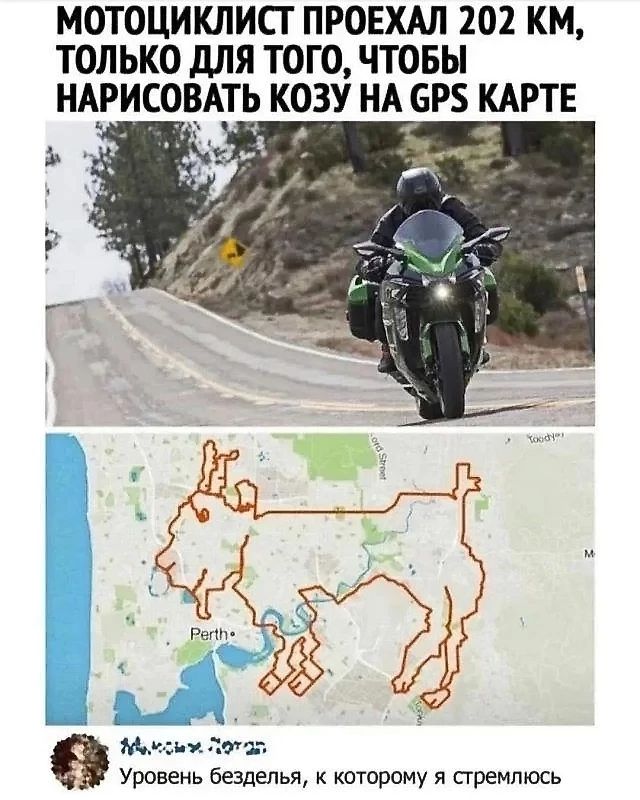 МОТОЦИКЛИСТ ПРОЕХАЛ 202 КМ ТОЛЬКО ДЛЯ ТОГО ЧТОБЫ НАРИС ВАТЬ КоЗУ НА 6Р5 КАРТЕ Уровень безделья к которому я стремлюсь