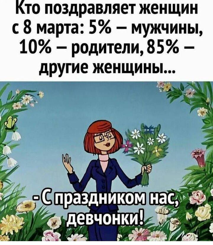 Кто поздравляет женщин с 8 марта 5 мужчины 10 родители 85 _другие женщины ПУ Гка ай Ё о 24 7 Е Е