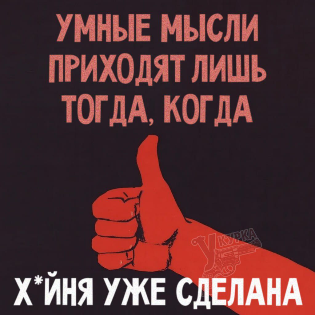 УМНЫЕ МЫСЛИ ПРИХОДЯТ ЛИШЬ ТОГДА, КОГДА Х*ЙНЯ УЖЕ СДЕЛАНА