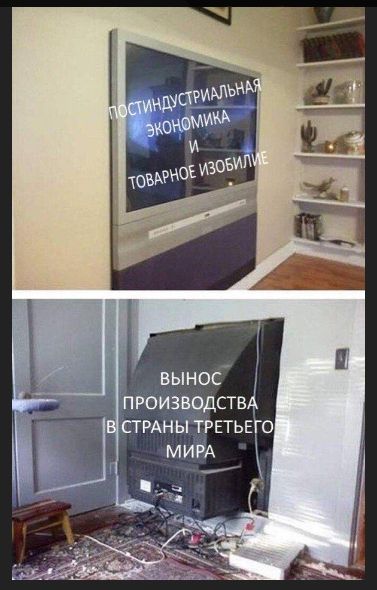 ПОСТИНДУСТРИАЛЬНАЯ ЭКОНОМИКА И ТОВАРНОЕ ИЗОБИЛИЕ
ВЫНОС ПРОИЗВОДСТВА В СТРАНЫ ТРЕТЬЕГО МИРА