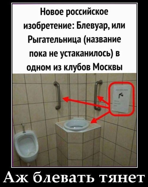 Новое российское изобретение: Блевуар, или Рыгательница (название пока не устаканилось) в одном из клубов Москвы
Аж блевать тянет