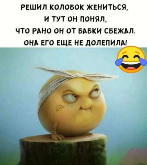 РЕШИЛ КОЛОБОК ЖЕНИТЬСЯ. И ТУТ ОН ПОНИЛ. ЧТО РАНО ОН ОТ БАБКИ СБЕЖАЛ. ОНА ЕГО ЕЩЕ НЕ ДОЛЕПИЛА!