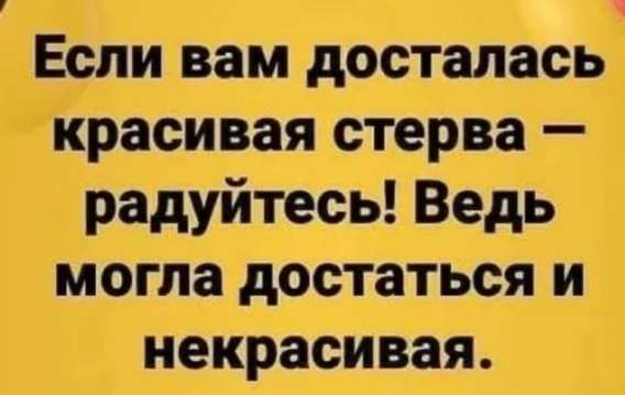 Если вам досталась красивая стерва – радуйтесь! Ведь могла достаться и некрасивая.
