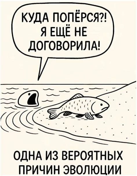 КУДА ПОПЁРСЯ?! Я ЕЩЁ НЕ ДОГОВОРИЛА!
ОДНА ИЗ ВЕРОЯТНЫХ ПРИЧИН ЭВОЛЮЦИИ