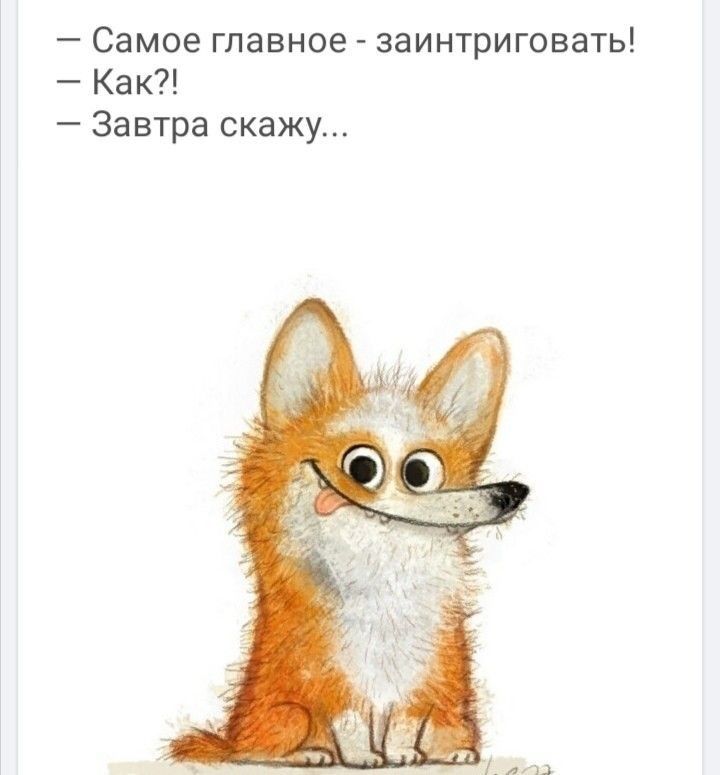 — Самое главное - заинтриговать! — Как?! — Завтра скажу...