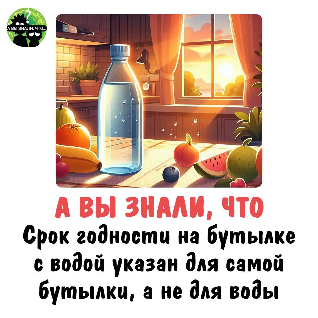 А вы знали, что Срок годности на бутылке с водой указан для самой бутылки, а не для воды