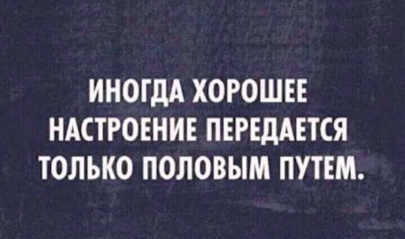 ИНОГДА ХОРОШЕЕ НАСТРОЕНИЕ ПЕРЕДАЕТСЯ ТОЛЬКО ПОЛОВЫМ ПУТЕМ.