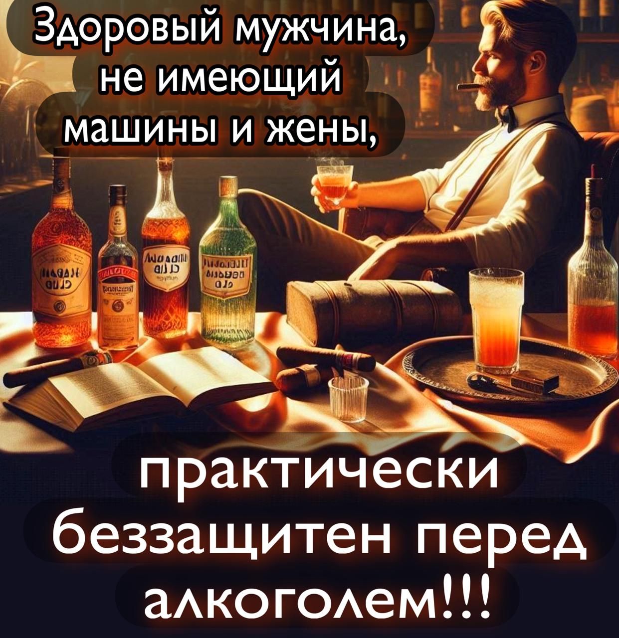 Здоровый мужчина, не имеющий машины и жены, практически беззащитен перед алкоголем!!!