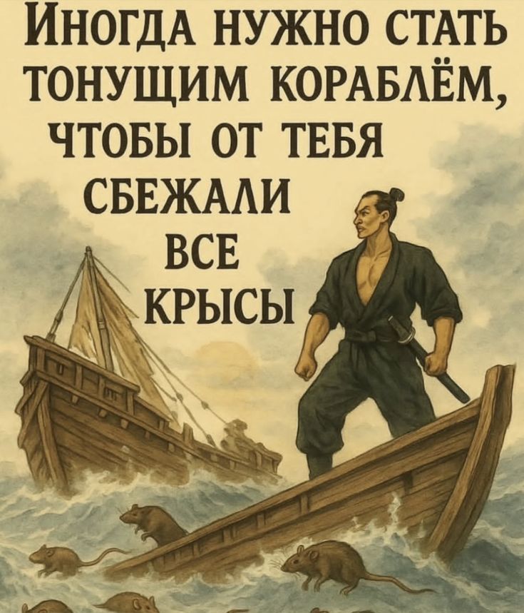 ИНОГДА НУЖНО СТАТЬ ТОНУЩИМ КОРАБЛЁМ, ЧТОБЫ ОТ ТЕБЯ СБЕЖАЛИ ВСЕ КРЫСЫ