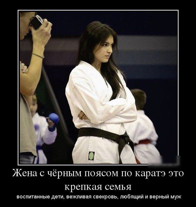 Жена с чёрным поясом по карате это крепкая семья воспитанные дети, вежливая свекровь, любимый и верный муж