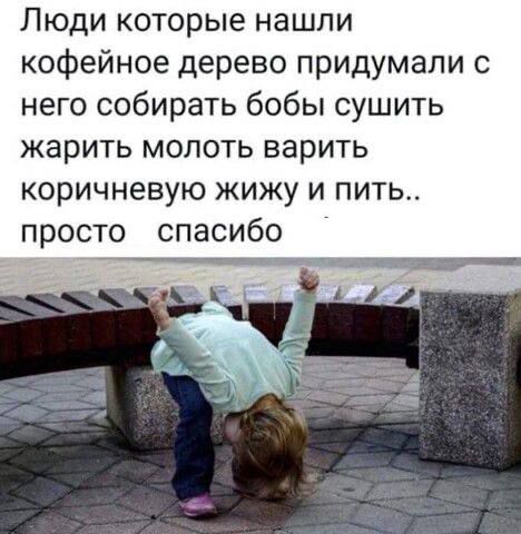 Люди которые нашли кофейное дерево придумали с него собирать бобы сушить жарить молоть варить коричневую жижу и пить.. просто спасибо