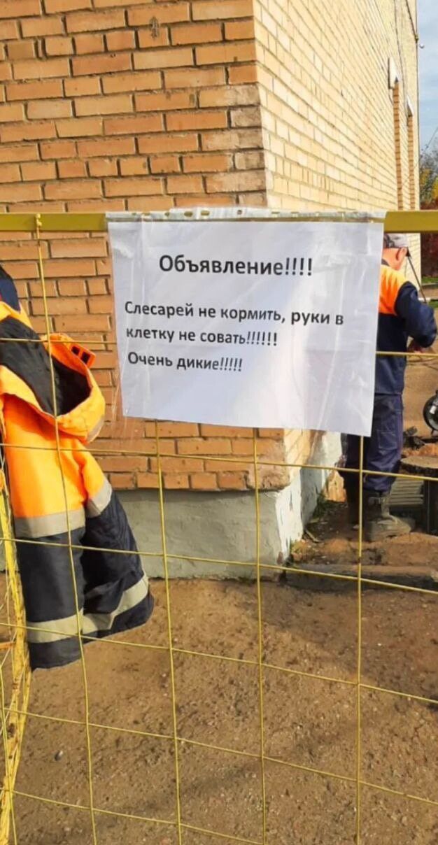 Объявление!!!!! Слесарей не кормить, руки в клетку не совать!!!! Очень дикие!!!!!