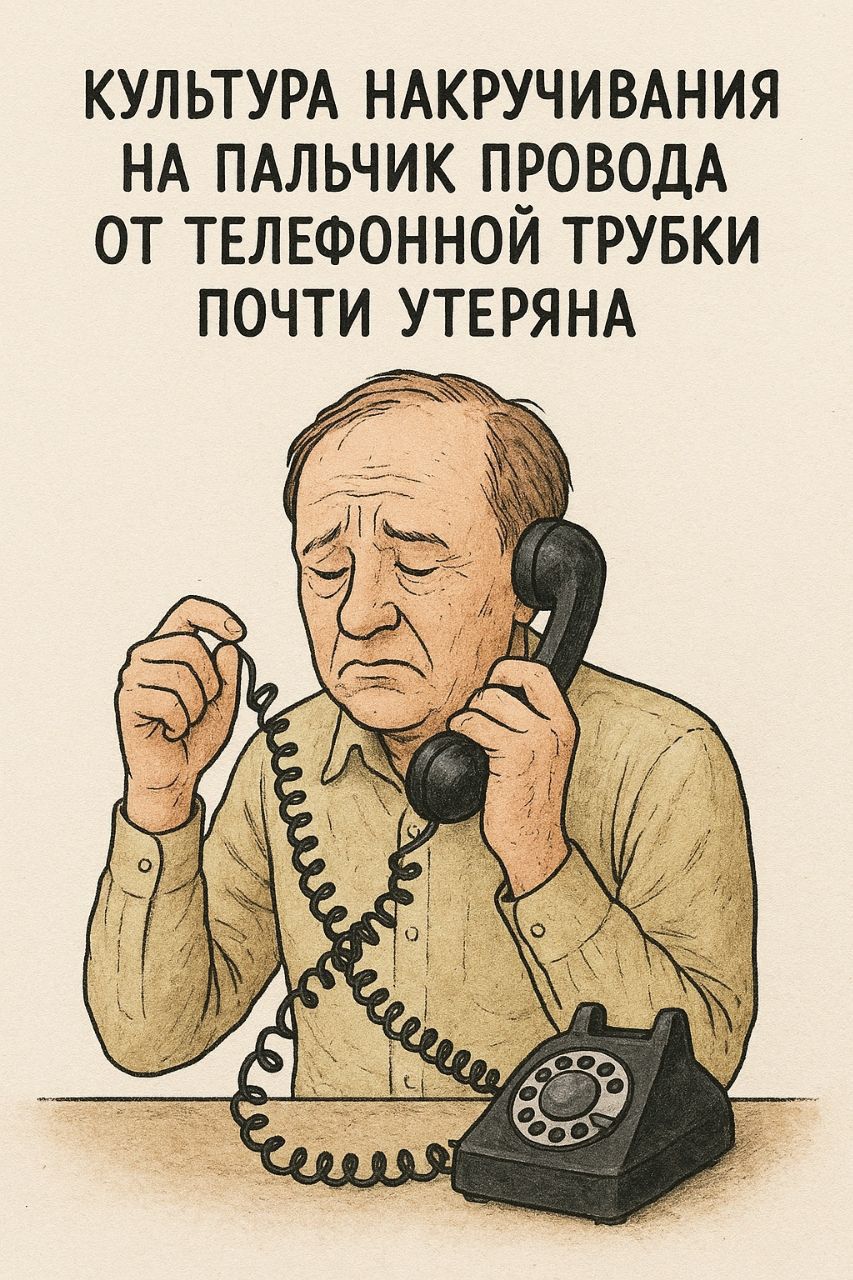КУЛЬТУРА НАКРУЧИВАНИЯ НА ПАЛЬЧИК ПРОВОДА ОТ ТЕЛЕФОННОЙ ТРУБКИ ПОЧТИ УТЕРЯНА