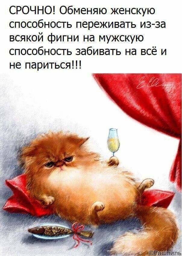 СРОЧНО! Обменяю женскую способность переживать из-за всякой фигни на мужскую способность забивать на всё и не париться!!!
