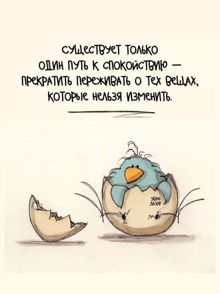 СУЩЕСТВУЕТ ТОЛЬКО ОДИН ПУТЬ К СПОКОЙСТВИЮ — ПРЕКРАТИТЬ ПЕРЕЖИВАТЬ О ТЕХ ВЕЩАХ, КОТОРЫЕ НЕЛЬЗЯ ИЗМЕНИТЬ.
