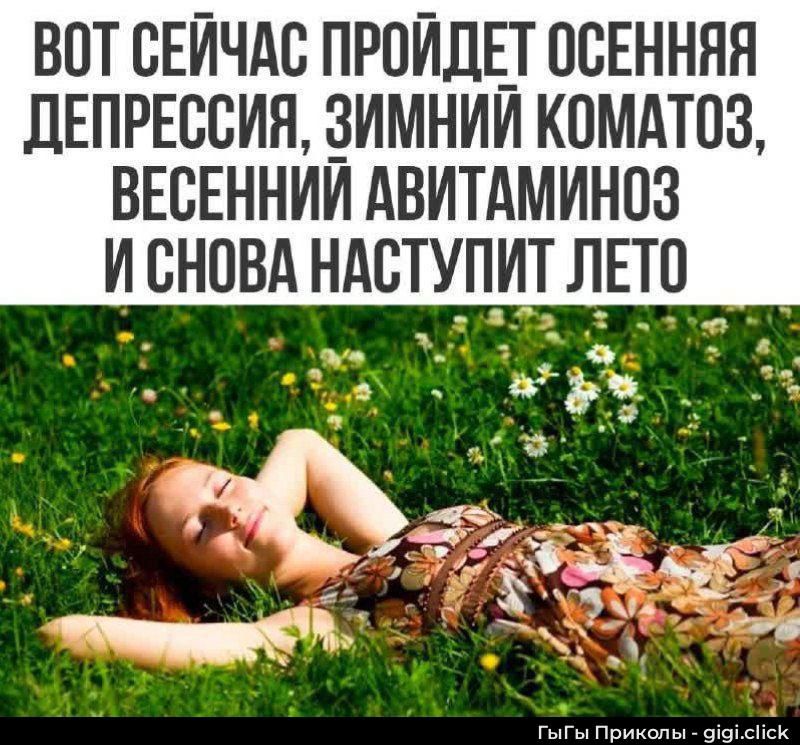 ВОТ СЕЙЧАС ПРОЙДЕТ ОСЕННЯЯ ДЕПРЕССИЯ, ЗИМНИЙ КОМАТОЗ, ВЕСЕННИЙ АВИТАМИНОЗ И СНОВА НАСТУПИТ ЛЕТО