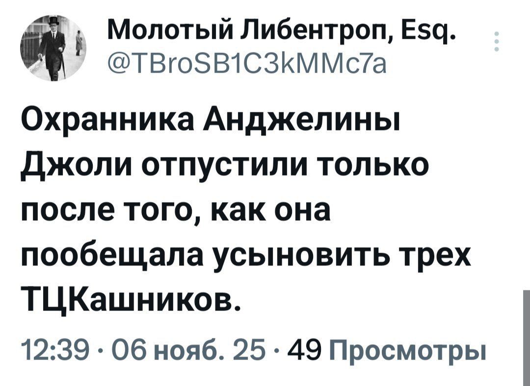 Охранника Анджелины Джоли отпустили только после того, как она пообещала усыновить трех ТЦКашников.