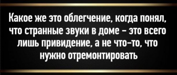 Какое же это облегчение, когда понял, что странные звуки в доме – это всего лишь привидение, а не что-то, что нужно отремонтировать
