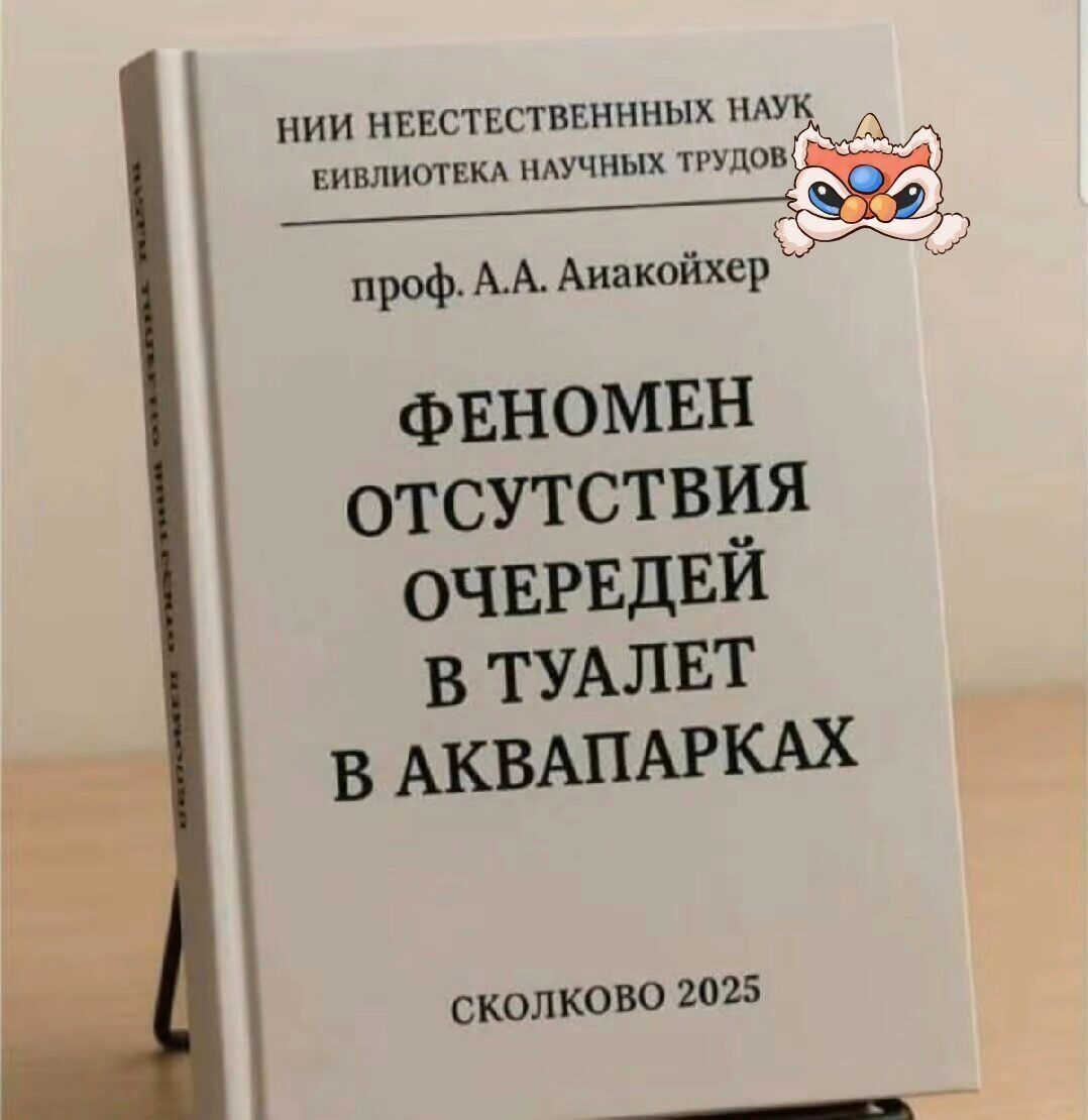НИИ НЕЕСТЕСТВЕННЫХ НАУК
ЕИВЛИОТЕКА НАУЧНЫХ ТРУДОВ

проф. А.А. Айакойхер

ФЕНОМЕН ОТСУТСТВИЯ ОЧЕРЕДЕЙ В ТУАЛЕТ
В АКВАПАРКАХ

СКОЛКОВО 2025
