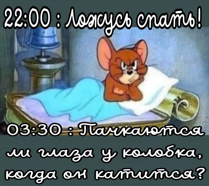 22:00 : Ложусь спать!
03:30 : Пачкаются ли глаза у колобка, когда он катится?