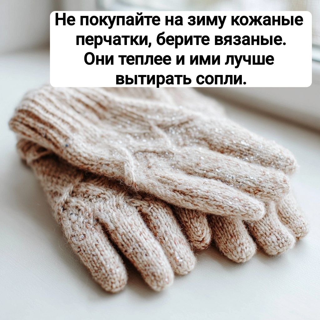 Не покупайте на зиму кожаные перчатки, берите вязанные. Они теплее и ими лучше вытирать сопли.