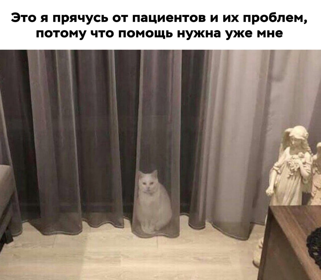 Это я прячусь от пациентов и их проблем, потому что помощь нужна уже мне