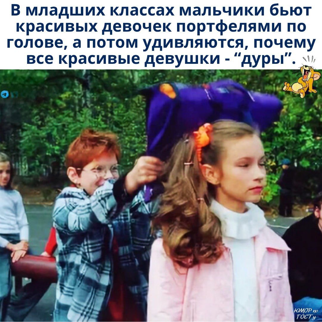 В младших классах мальчики бьют красивых девочек портфелями по голове, а потом удивляются, почему все красивые девушки – «дури».