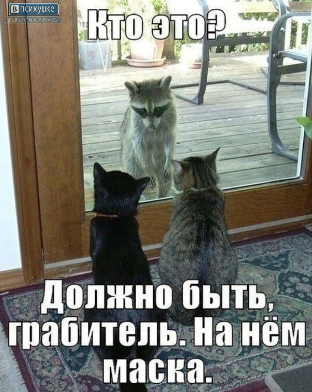 Кто это?\nДолжно быть, грабитель. На нём маска.