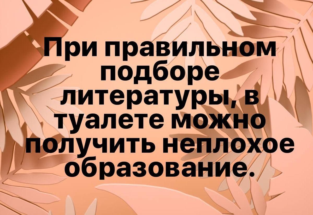 При правильном подборе литературы, в туалете можно получить неплохое образование.